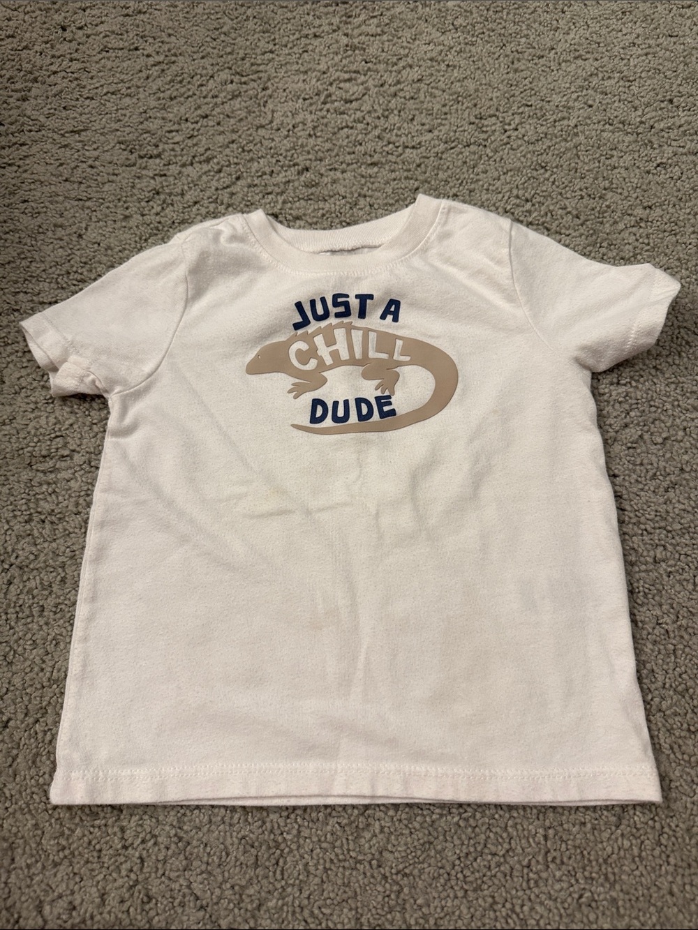 Garanimals White Short Sleeve Tee with Beige Lizard Graphic and Navy Text